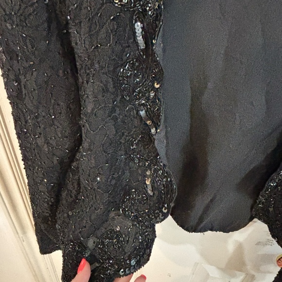 Vintage sequin glitter sparkle jacket black long sleeve - Picture 5 of 11